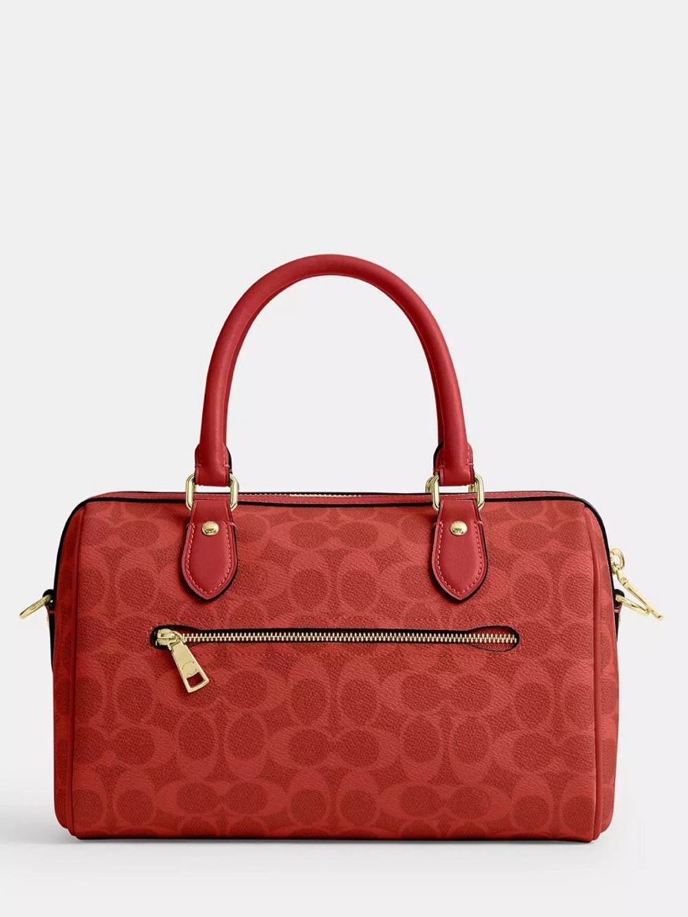 NWT Coach Rowan Satchel Bag In Signature Canvas CEY39 Canvas/Gold/Crimson🎀 - Picture 2 of 7